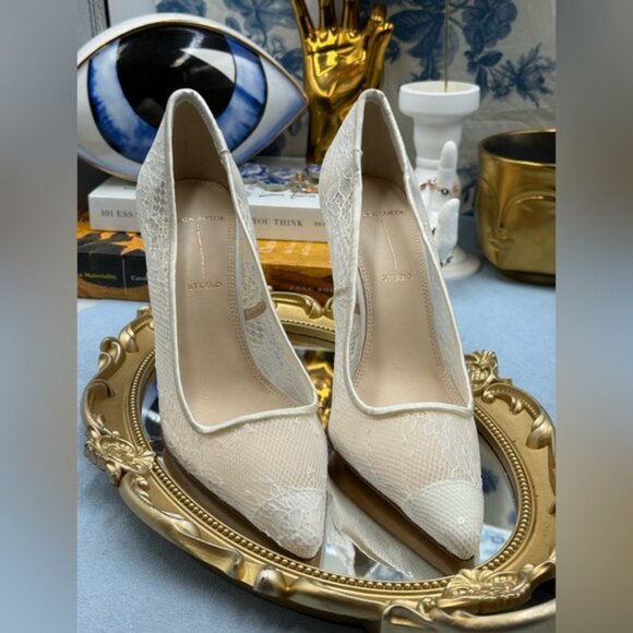 🆕 BLACK SUEDE STUDIO 🧿 NWOB Gia 100 Lace Pointed Toe Pumps, Sz 37 US 7 - Picture 13 of 16